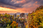 sunrise, fall, autumn, foliage, saxon switzerland, bridge, national park, germany, 2022, Germany, photo