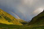 mountain, rainbow, storm, pass, trail, valley, sunset, 2012, swiss, kirsten, Hiking Jöriflüelafurgga, photo
