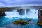 waterfall, falls, highlands, godafoss, river, spray, blue hour, iceland, 2016, Iceland, photo