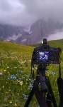 greetings, sunset, dolomites, meadow, mountain, camera, Hunting the Light, photo