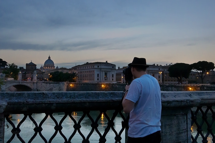 rome, italy, city, bridge, basilica, twilight, selfie, 2013, photo