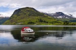 lake, mountain, reflection, snow, boat, norway, 2015, Norway, photo