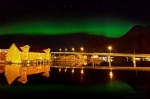 norway, lofoten, night, city, svolvaer, northern lights, aurora borealis, 2013, Norway, photo