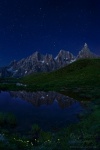 night, dolomites, stars, lake, reflection, mountains, italy, 2011, Italy, photo