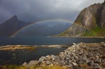 norway, lofoten, reine, rainbow, fjord, rain, mountain, 2013, Norway, photo