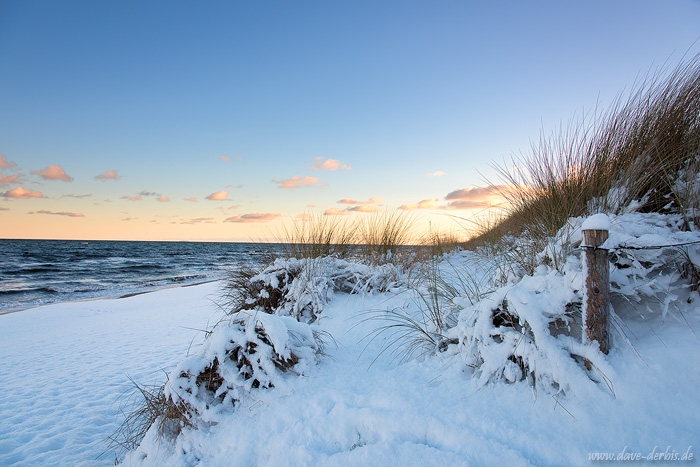 beach, winter, snow, sunrise, coast, baltic sea, germany, photo