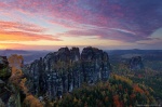 sunset, autumn, mountain, rugged, national park, saxon switzerland, germany