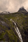 waterfall, rorbuer, falls, trollstigen, cottage, hut, mountains, norway, 2019, Norway, photo