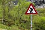 road sign, mountain, troll, norway, funny, 2015, Hunting the Light, photo