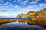 mountain, coast, reflection, lake, rugged, peak, arctic, senja, norway, 2022, Norway, photo