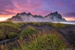 sunset, beach, coast, grass, rugged, cliff, volcanic, iceland, 2016, Iceland, photo