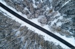 harz, winter, snow, roadshot, forest, drone, aerial, from above, topdown, germany, 2021, Stock Images Germany, photo