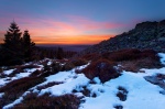 sunset, winter, summit, snow, valley, trees, harz, germany, 2014, photo