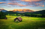 sunset, meadow, mountains, bavaria, lake, alpenglow, summer, germany, 2021, Germany, photo