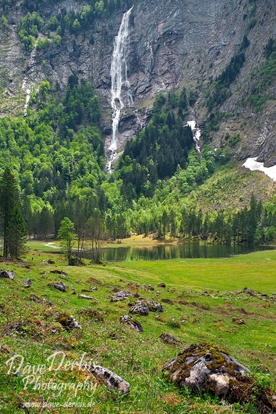 lake, berchtesgaden, alpen, nationalpark, obersee, berg, schneebedeckt, wasserfall, germany, photo