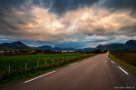 sunset, roadshot, mountains, storm, street, lofoten, arctic, norway, 2024, photo