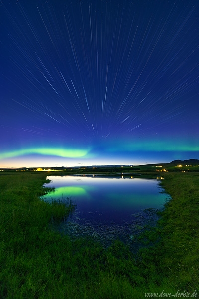 aurora, northern light, lake, reflection, night, sky, stars, iceland, 2018, photo
