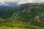 mountain, waterfall, summer, highlands, village, huts, norway, 2017, Norway, photo