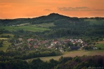 sunset, golden hour, moutains, village, saxon switzerland, bohemian, germany, 2020, Stock Images Germany, photo