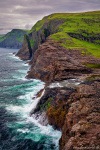 Bøsdalafossur Waterfall Photo waterfall, coast, ocean, cliff, mountains, arctic, north, falls, faroe islands, 2025, The Great North, photo