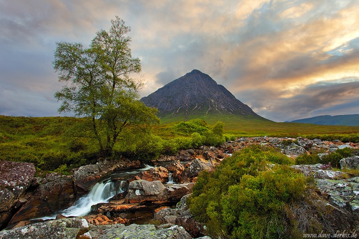 sunset, glencoe, highlands, mountain, scotland, stream, photo
