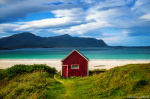 Cabin at the Beach Photo beach, sand, arctic, mountains, bay, coast, hut, cabin, ramberg, norway, 2024, The Great North, photo