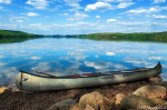 lake, canoe, reflection, mirror, forest, calm, summer, sweden, 2023, Sweden, photo