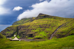 chruch, village, bay, mountains, cliff, waterfall, coast, north, arctic, faroe islands, 2025, photo