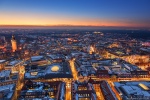 leipzig, sunset, blue hour, downtown, city, germany, 2016, photo
