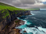 Cliffs of Viðareiði Photo cliff, coast, shore, ocean, arctic, north, waterfall, falls, mountains, faroe islands, 2025, The Great North, photo