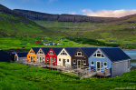 Colorful Boathouses Photo village, fjord, mountain, hut, cabin, bay, north, arctic, fishing, faroe islands, 2025, The Great North, photo