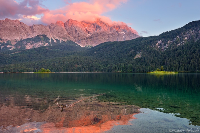 lake, reflection, islands, mountain, alps, bavaria, sunset, germany, 2018, photo