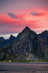 Flakstadtinden Sunset Photo sunset, mountains, arctic, bay, coast, lofoten, pastel, north, norway, 2024, The Great North, photo