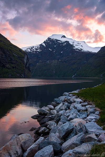 sunset, mountain, fjord, reflection, snow, norway, 2015, latest, photo
