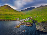 Gjógv Aerial Photo fjord, harbour, village, aerial, drone, mountains, fishing, north, faroe islands, 2025, The Great North, photo