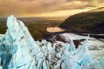 glacier, mountains, lake, drone, rugged, aerial, sunset, iceland, 2022, Iceland, photo