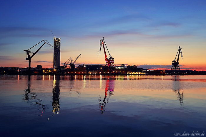 reflection, blue hour, sunset, harbour, coast, ocean, summer, sweden, 2023, photo