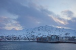 winter, norway, harbour, mountains, snow, city, photo