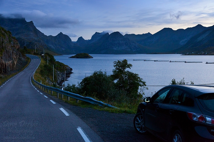 roadshot, norway, lofoten, blue hour, car, 2013, photo
