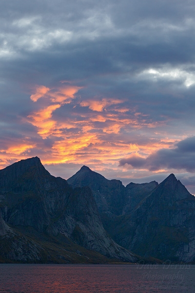 mountain, sunset, fjord, norway, lofoten, photo