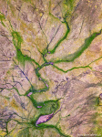 abstract, aerial, drone, topdown, highlands, river, stream, mountains, north, faroe islands, 2025, photo