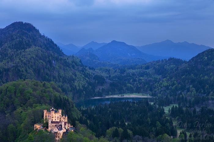 castle, bavaria, blue hour, alps, lake, mountain, germany, 2014, photo