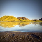 iceland, into the wild, mountains, lake, reflection, wild berge, footsteps, fussabdrücke, volcanic, Iceland, photo