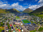 Klaksvík Aerial Photo aerial, mountains, harbour, fjord, bay, village, fishing, drone, faroe islands, 2025, The Great North, photo