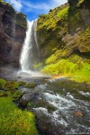 kvernufoss, waterfall, paradise, rainbow, cliff, cave, iceland, 2017, Iceland, photo