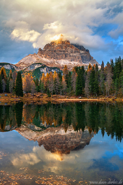 mountain, alp, dolomites, sunset, lake, reflection, mirror, autumn, italy, 2025, photo