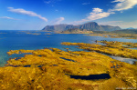 Lofoten Postcard Photo aerial, drone, bay, mountains, lake, fishing village, coast, lofoten, norway, 2024, The Great North, photo