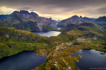 Lofoten Wilderness Photo aerial, drone, lofoten, mountains, lakes, rugged, peak, wilderness, norway, 2024, The Great North, photo