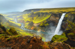 waterfall, cliff, canyon, rugged, stream, rain, storm, iceland, 2022, Iceland, photo