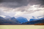 lake, mountains, clouds, moody, storm, arctic, north, wilderness, lapland, sweden, 2025, photo